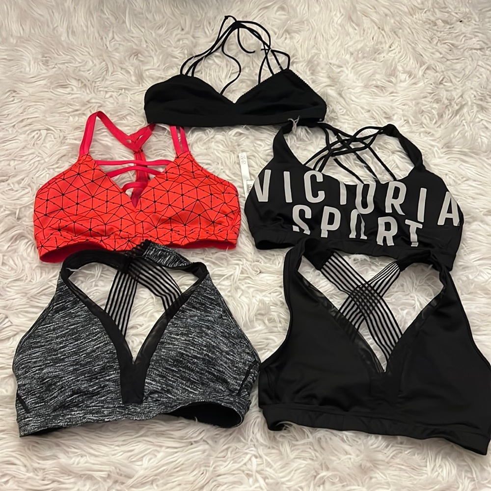 Victoria Secret Black Sport Bras lot of 5 bras size small